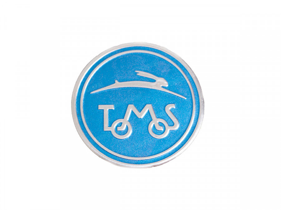 Tomos Logo Round Decal Fi50mm RealMetal® BLUE METAL
