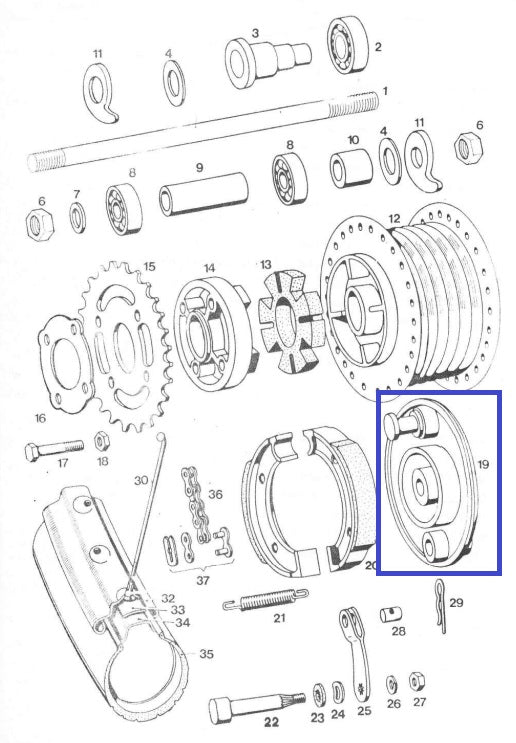Brake shoe bracket Silver for Tomos Apn4, Apn6, Alpino, Atx