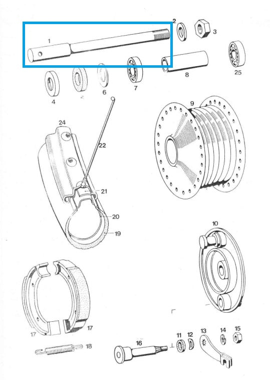 Front axle 12x178mm for Tomos Apn