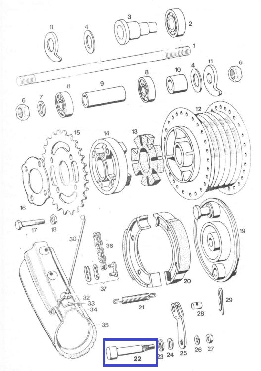 Brake shoe spreader with nut and washer APN