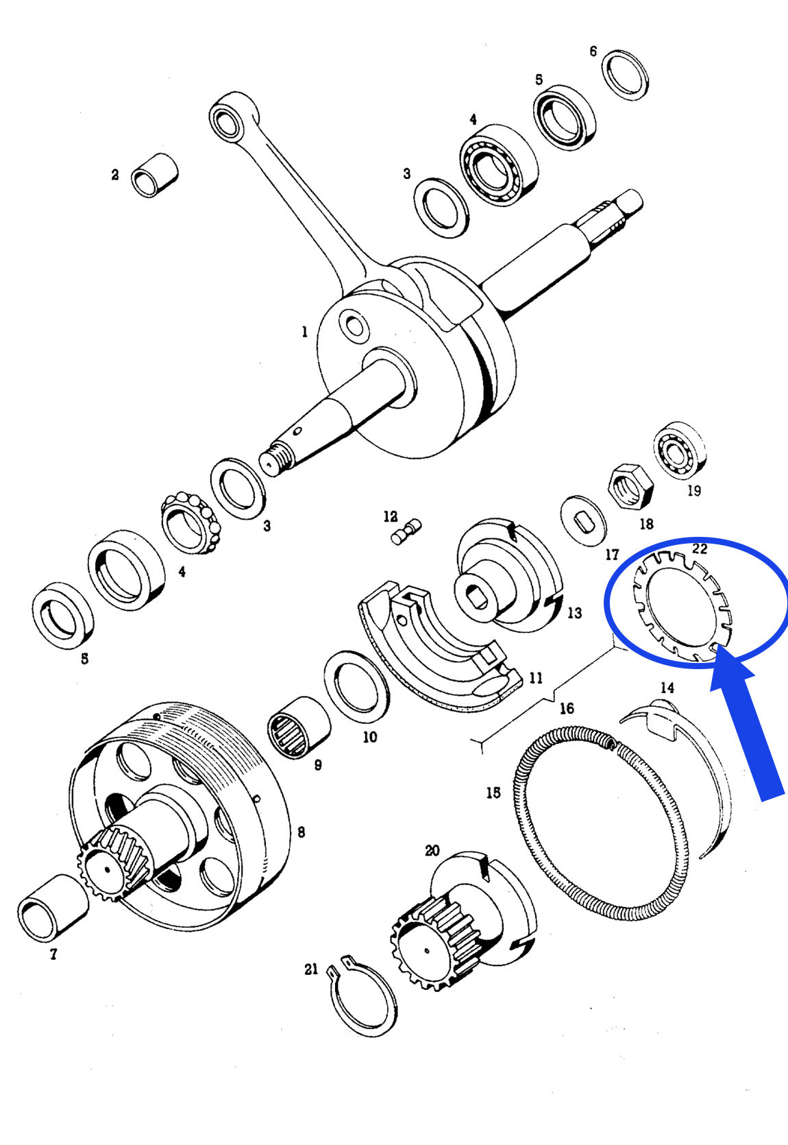 Spring brake pad for Tomos A3,A35,A5